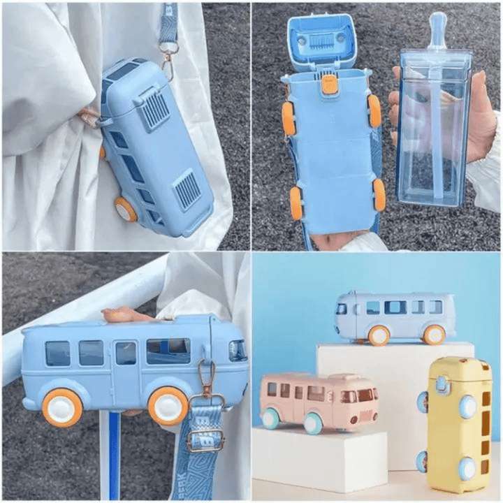 Water Bottle Bus Shaped with Straw 500ML capacity - AlifdukanAlifdukan types here :)