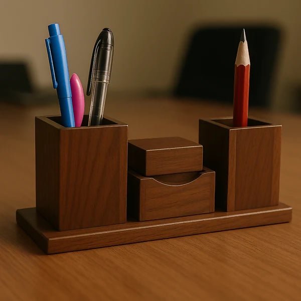 Wooden Desk Organizer (For Office Table) - AlifdukanHabib fatima types here :)