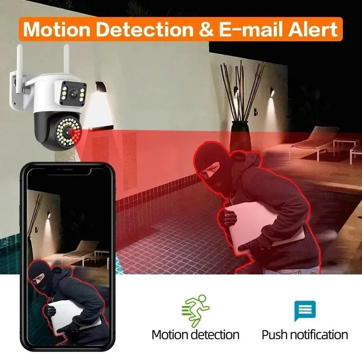 YOOSEE HD 8MP Wifi PTZ camera Dual Lens Dual Screens Color Night Auto Tracking Two Way Audio Outdoor Waterproof CCTV Camera Cam - AlifdukanAlifdukan types here :)