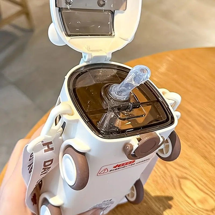 Youngsters' Cartoon Bus - Shaped Water Bottle with Straw - Durable, High - Temperature Resistant PP Plastic Cup for Outdoor Fun - AlifdukanAlifdukan types here :)