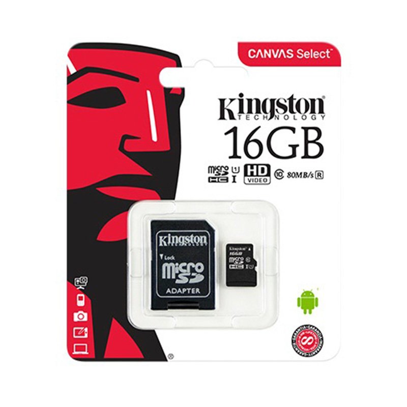 Kingston Micro SDHC  Class 10 80MBs 16GB Black