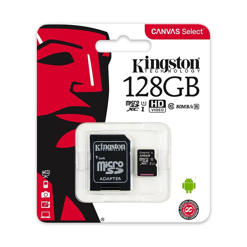 Kingston Micro SDXC Class 10 80MBs 128GB Black