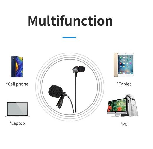 JMARY MC-R5 Lavalier Microphone with Earphone Professional Audio for Mobile & Laptop