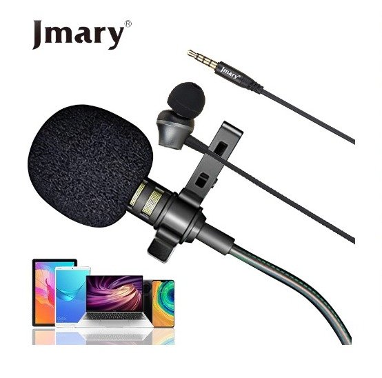 JMARY MC-R5 Lavalier Microphone with Earphone Professional Audio for Mobile & Laptop