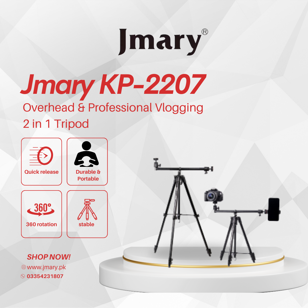 Jmary KP-2207 Overhead & Professional Vlogging 2 in 1 Tripod