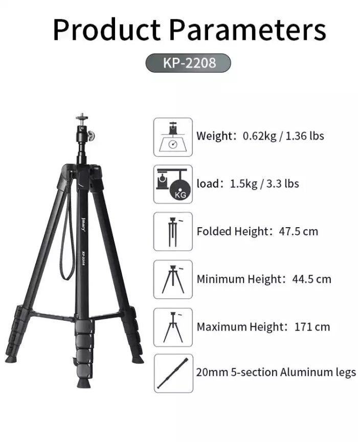 Jmary KP-2208 Upgraded Multifunctional Tripod 