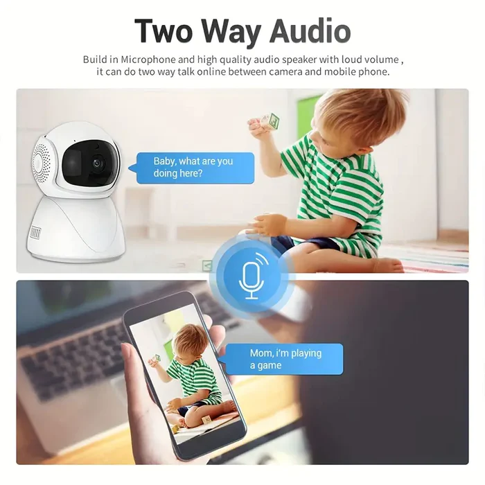 1PC SMART 1080P 2.4GHZ INDOOR CAMERA, DUAL BAND WIFI, AUTO TRACKING SOUND DETECTION, SECURITY CCTV VIDEO, BABY MONITOR INDOOR WIRELESS IP CAMERA
