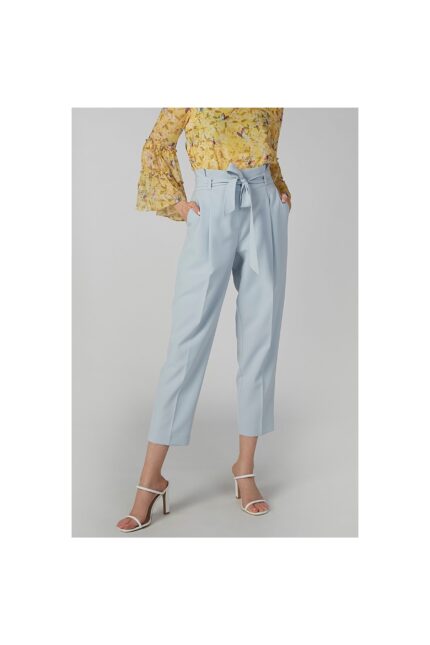 Plain Trousers With Paper Bag Waist And Pocket Detail